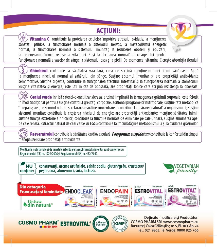 ESTROVITAL® ENDOSTOP – 30 capsule vegetale, COSMO PHARM 7 Prospect Estrovital EndoStop page 0002