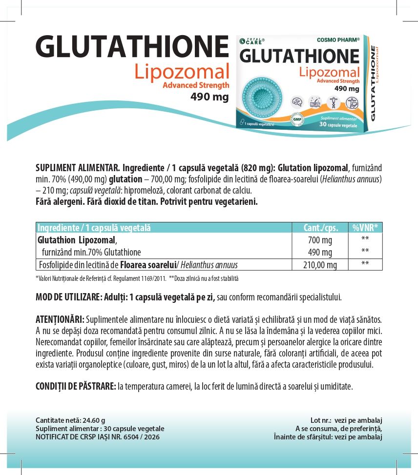 Glutation Redus Lipozomal Advanced Strenght 490 mg 5 Prospect Glutathione Lipozomal 490 page 0001