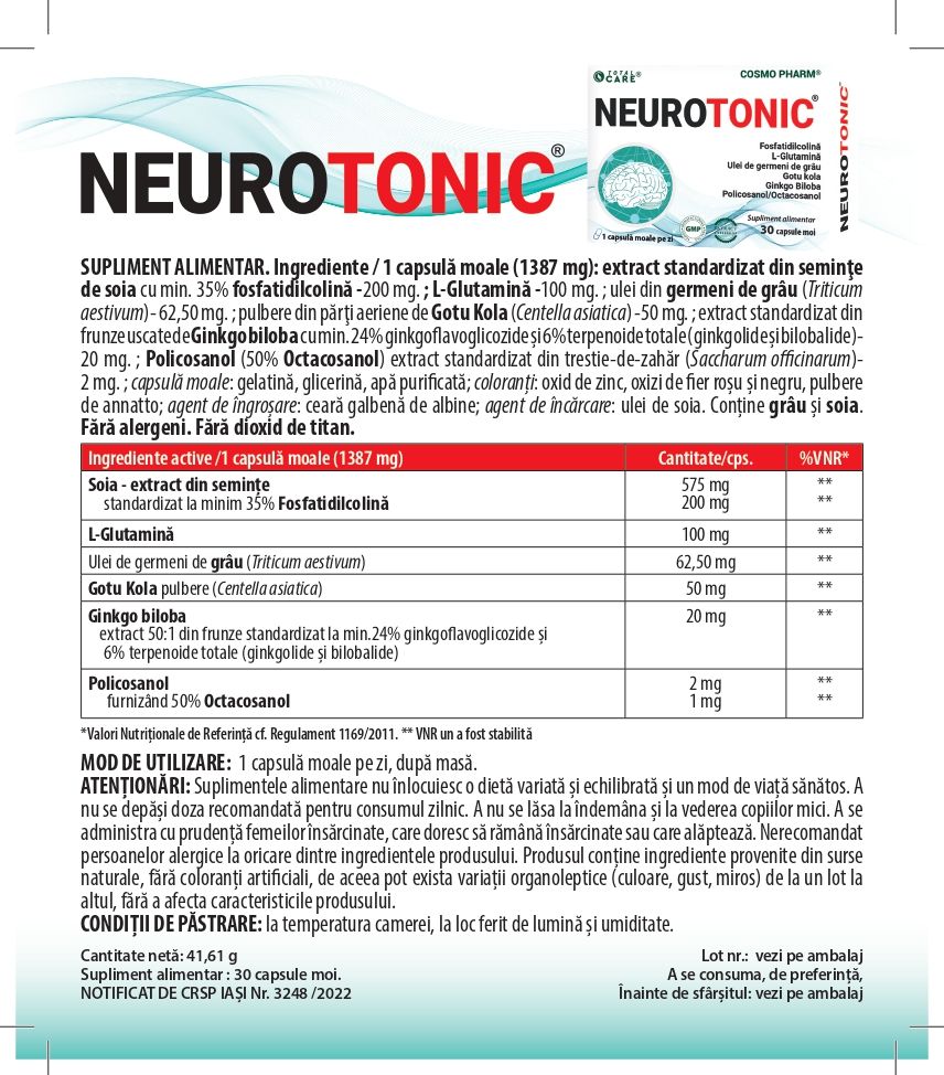 NEUROTONIC® Pentru Circulatie Cerebrala / Periferica 6 prospect neurotonic