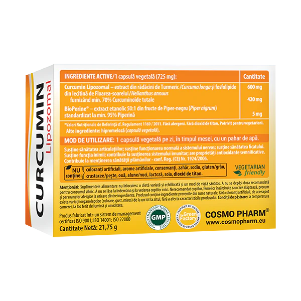 CURCUMIN LIPOZOMAL 600 mg cu piperina BioPerine® 3 CURCUMIN LIPOZOMAL 600 mg cu piperina BioPerine® - imagine 2