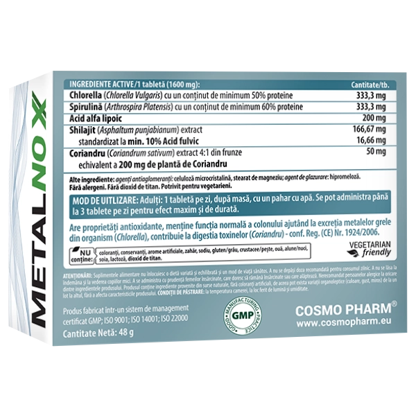 METALNOX® 4 Metalnox Supliment alimentar pentru detoxifiere metale grele
