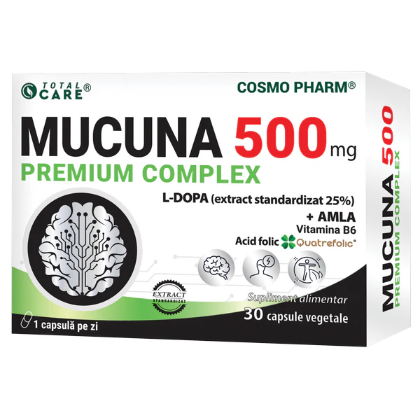 Mucuna 500 mg Premium Complex 2 Supliment alimentar cu L-DOPA Mucuna 500 mg