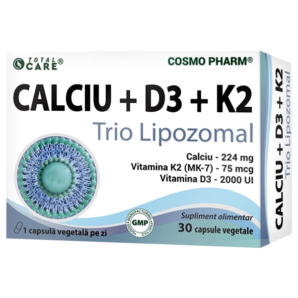 Calciu + D3 + K2 Trio Lipozomal 5 Supliment cu calciu și vitamine calciu d3 k2 trio lipozomal cosmopharm