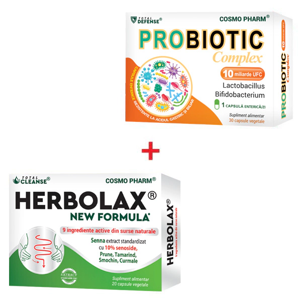 Pachet Tranzit & Microbiotă 8 herbolax new formula probiotic