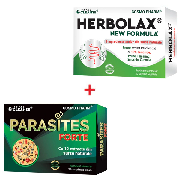 Pachet Parasites Total Cleanse + Herbolax 6 parasites herbolax new formula