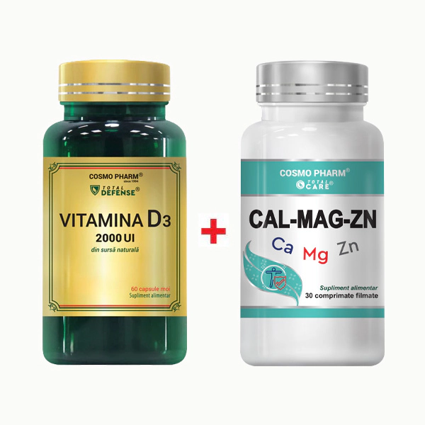 Pachet Oase & Mușchi 2 vitamina d3 2000 UI Cal mg zn