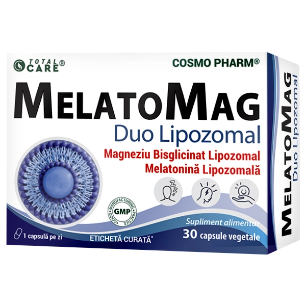 MelatoMag 1 MelatoMag Cosmopharm Melatonina si Magneziu Duo Lipozomal pentru somn odihnitor